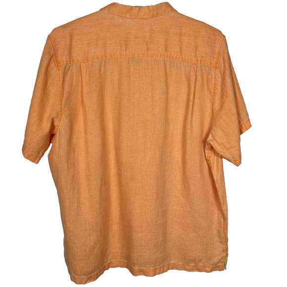 Tommy Bahama 100% Linen Shirt Men’s XXL Orange Short Sleeve Loop Collar Tropical - Picture 2 of 13